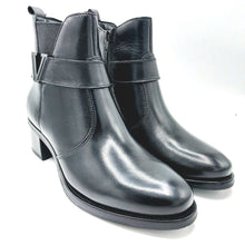 Carica l'immagine nel visualizzatore di Gallery, Valleverde 7610 nero stivaletto in pelle con tacco di 4 cm e chiusura con cerniera laterale