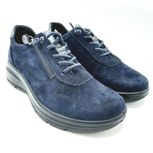 Carica l'immagine nel visualizzatore di Gallery, Enval 2287711 blu sneaker donna in pelle scamosciata con cerniera e lacci elasticizzati, con soletta estraibile in memory foam