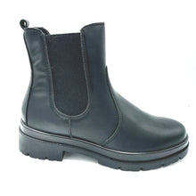 Carica l'immagine nel visualizzatore di Gallery, Enval 2257500 nero stivaletto modello biker donna in pelle con elastico e cerniera. Dotato di soletta estraibile in memory foam