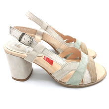 Carica l'immagine nel visualizzatore di Gallery, Callaghan 31904 beige verde e cuoio sandalo donna tacco 7 in pelle scamosciata