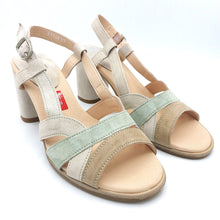 Carica l'immagine nel visualizzatore di Gallery, Callaghan 31904 beige verde e cuoio sandalo donna tacco 7 in pelle scamosciata