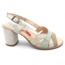 Carica l'immagine nel visualizzatore di Gallery, Callaghan 31904 beige verde e cuoio sandalo donna tacco 7 in pelle scamosciata