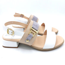 Carica l'immagine nel visualizzatore di Gallery, Callaghan 30304 bianco nude sandalo con doppia fascia in pelle e tacco basso da 3 cm
