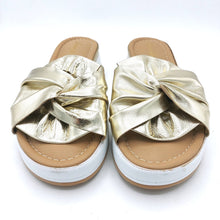 Carica l'immagine nel visualizzatore di Gallery, Fascino donna 83115 platino ciabatta con zeppa di 4 cm e fiocco decorativo in pelle con sottopiede imbottito