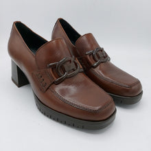 Carica l'immagine nel visualizzatore di Gallery, Valleverde V49100 marrone mocassino donna in pelle con punta quadrata e tacco 6 cm con plateau in gomma di 1 cm