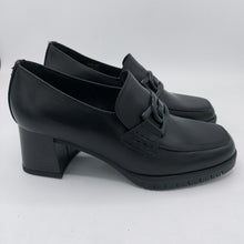Carica l'immagine nel visualizzatore di Gallery, Valleverde V49100 nero mocassino donna in pelle con punta quadrata e tacco 6 cm con plateau in gomma di 1 cm