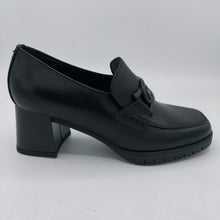 Carica l'immagine nel visualizzatore di Gallery, Valleverde V49100 nero mocassino donna in pelle con punta quadrata e tacco 6 cm con plateau in gomma di 1 cm