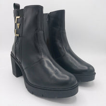 Carica l'immagine nel visualizzatore di Gallery, Valleverde 36761 nero stivaletto donna con tacco largo e suola in gomma e logo laterale