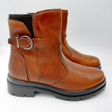 Carica l'immagine nel visualizzatore di Gallery, Enval 4754400 cognac stivaletti donna in pelle modello biker con zip laterale