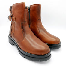 Carica l'immagine nel visualizzatore di Gallery, Enval 4754400 cognac stivaletti donna in pelle modello biker con zip laterale