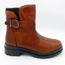 Carica l'immagine nel visualizzatore di Gallery, Enval 4754400 cognac stivaletti donna in pelle modello biker con zip laterale
