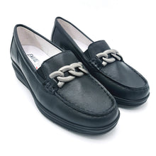 Carica l'immagine nel visualizzatore di Gallery, Enval 5754600 nero mocassino classico in pelle con catena