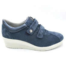 Carica l'immagine nel visualizzatore di Gallery, Enval 5758722 blu sneakers donna in pelle scamosciata con doppio strappo e con soletta estraibile in memory foam