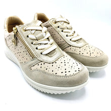 Carica l'immagine nel visualizzatore di Gallery, Enval 5764433 beige sneakers donna con tomaia traforata dotata di zip e lacci