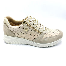 Carica l'immagine nel visualizzatore di Gallery, Enval 5764433 beige sneakers donna con tomaia traforata dotata di zip e lacci