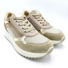 Carica l'immagine nel visualizzatore di Gallery, Enval 5772800 beige sneaker donna con zip e lacci in tessuto e pelle scamosciata con soletta estraibile in memory foam