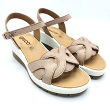 Carica l'immagine nel visualizzatore di Gallery, Igi&co 5686211 tortora sandalo donna con interamente in pelle e con zeppa di 6 cm