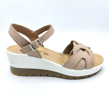 Carica l'immagine nel visualizzatore di Gallery, Igi&co 5686211 tortora sandalo donna con interamente in pelle e con zeppa di 6 cm