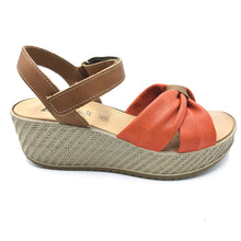 Carica l'immagine nel visualizzatore di Gallery, Enval 5783644 arancione sandalo donna con braccialetto a strappo e zeppa di 6 cm