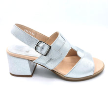 Carica l'immagine nel visualizzatore di Gallery, Callaghan 29211 argento sandali tacco 6 cm in pelle e eplle scamosciata lurex