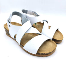 Carica l'immagine nel visualizzatore di Gallery, BioNatura 12A2390 bianco sandali donna in pelle con sottopiede anatomico e chiusura a strappo