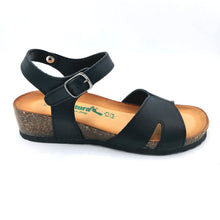 Carica l'immagine nel visualizzatore di Gallery, BioNatura 12ATENA nero sandalo donna in pelle con braccialetto e sottopiede imbottito