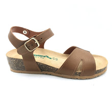 Carica l'immagine nel visualizzatore di Gallery, BioNatura 12ATENA brandy sandalo donna in pelle con braccialetto e con sottopiede anatomico imbottito in pelle