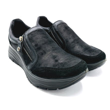 Carica l'immagine nel visualizzatore di Gallery, Enval 6776200 nero sneakers donna con zip con tomaia in pelle scamosciata e tessuto