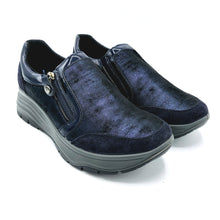 Carica l'immagine nel visualizzatore di Gallery, Enval 6776211 blu sneakers donna in pelle scamosciata, dotata di zip con forma ampia