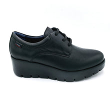 Carica l'immagine nel visualizzatore di Gallery, Callaghan 32116 nero scarpa stringata in pelle con zeppa di 5,5 cm
