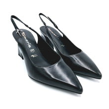 Carica l'immagine nel visualizzatore di Gallery, Tamaris 1-29633-44 nero slingback con punta affusolata in pelle e tacco largo da 8 cm