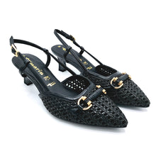 Carica l'immagine nel visualizzatore di Gallery, Tamaris 1-29634-44 nero slingback in raffia con fodera rete e tacco 55 mm