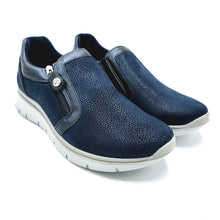 Carica l'immagine nel visualizzatore di Gallery, Enval 7767111 blu scarpa in tessuto con zip laterale dotata di una pianta larga e di una soletta estraibile in memory foam