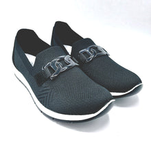 Carica l'immagine nel visualizzatore di Gallery, Enval 7763500 nero slip on donna in tessuto elasticizzato con soletta estraibile in memory foam