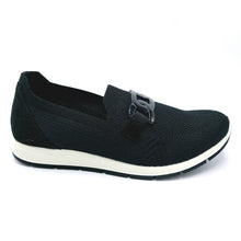 Carica l'immagine nel visualizzatore di Gallery, Enval 7763500 nero slip on donna in tessuto elasticizzato con soletta estraibile in memory foam