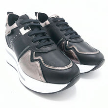Carica l'immagine nel visualizzatore di Gallery, CafèNoir DN1005 nero antracite sneakers donna stringate con soletta estraibile