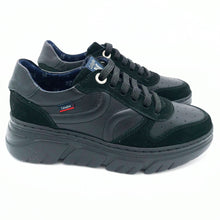 Carica l'immagine nel visualizzatore di Gallery, Callaghan 51806 nero sneakers donna in pelle con riporti in camoscio con lacci
