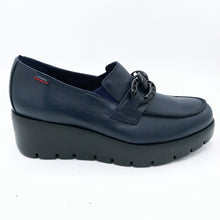Carica l'immagine nel visualizzatore di Gallery, Callaghan 32110 blu mocassino in pelle con accessorio con zeppa in gomma con sistema adaptaction