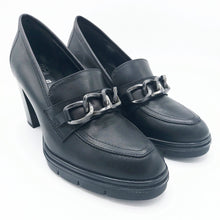 Carica l'immagine nel visualizzatore di Gallery, Comart 484854PE nero mocassino donna con tacco ampio di 7 cm e plateau di 1,5 cm
