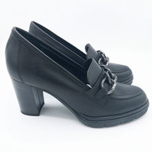 Carica l'immagine nel visualizzatore di Gallery, Comart 484854PE nero mocassino donna con tacco ampio di 7 cm e plateau di 1,5 cm
