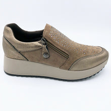 Carica l'immagine nel visualizzatore di Gallery, Enval 4774633 nero sneakers donna in pelle scamoscita con strass e chiusura con zip