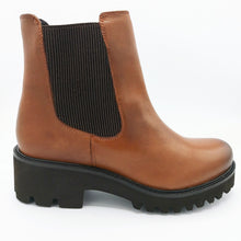 Carica l'immagine nel visualizzatore di Gallery, Hosis ESG6414 cuoio stivaletto donna in pelle con elastico e zip laterale e con suola in gomma micro