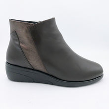 Carica l'immagine nel visualizzatore di Gallery, Luxury PETRA5123 marrone stivaletto basso linea comoda in pelle con zeppa bassa di 4 cm e zip laterale