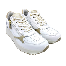 Carica l'immagine nel visualizzatore di Gallery, Enval 7771211 bianco sneakers donna in pelle con lacci e cerniera. Dotata di soletta estraibile in memory foam