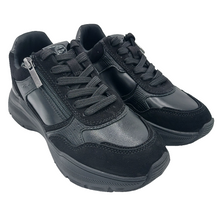 Carica l'immagine nel visualizzatore di Gallery, Tamaris 1-23734-42 nero sneakers donna in pelle e camoscio con lacci e zip