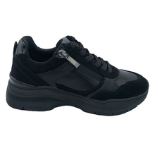 Carica l'immagine nel visualizzatore di Gallery, Tamaris 1-23734-42 nero sneakers donna in pelle e camoscio con lacci e zip