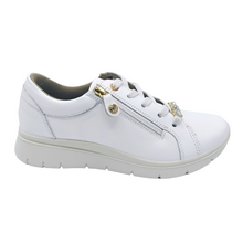 Carica l'immagine nel visualizzatore di Gallery, Enval 7767311 bianco sneakers donna in pelle con chiusura con cerniera e lacci. Dotata di soletta estraibile in memory foam