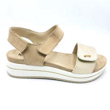 Carica l'immagine nel visualizzatore di Gallery, Igi&co 1174833 platino e beige sandalo comodo in pelle con tripla fascia regolabile con chiusura con velcro