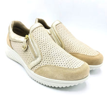 Carica l'immagine nel visualizzatore di Gallery, Enval 1264733 avorio mocassino donna in pelle e camoscio, dotato di cerniera e soletta estraibile in memory foam