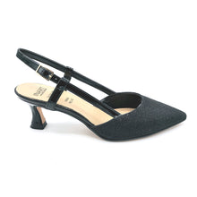 Carica l'immagine nel visualizzatore di Gallery, Inart P506 nero slingback in tessuto glitterato con tacco di 5 cm. Prodotto made in Italy
